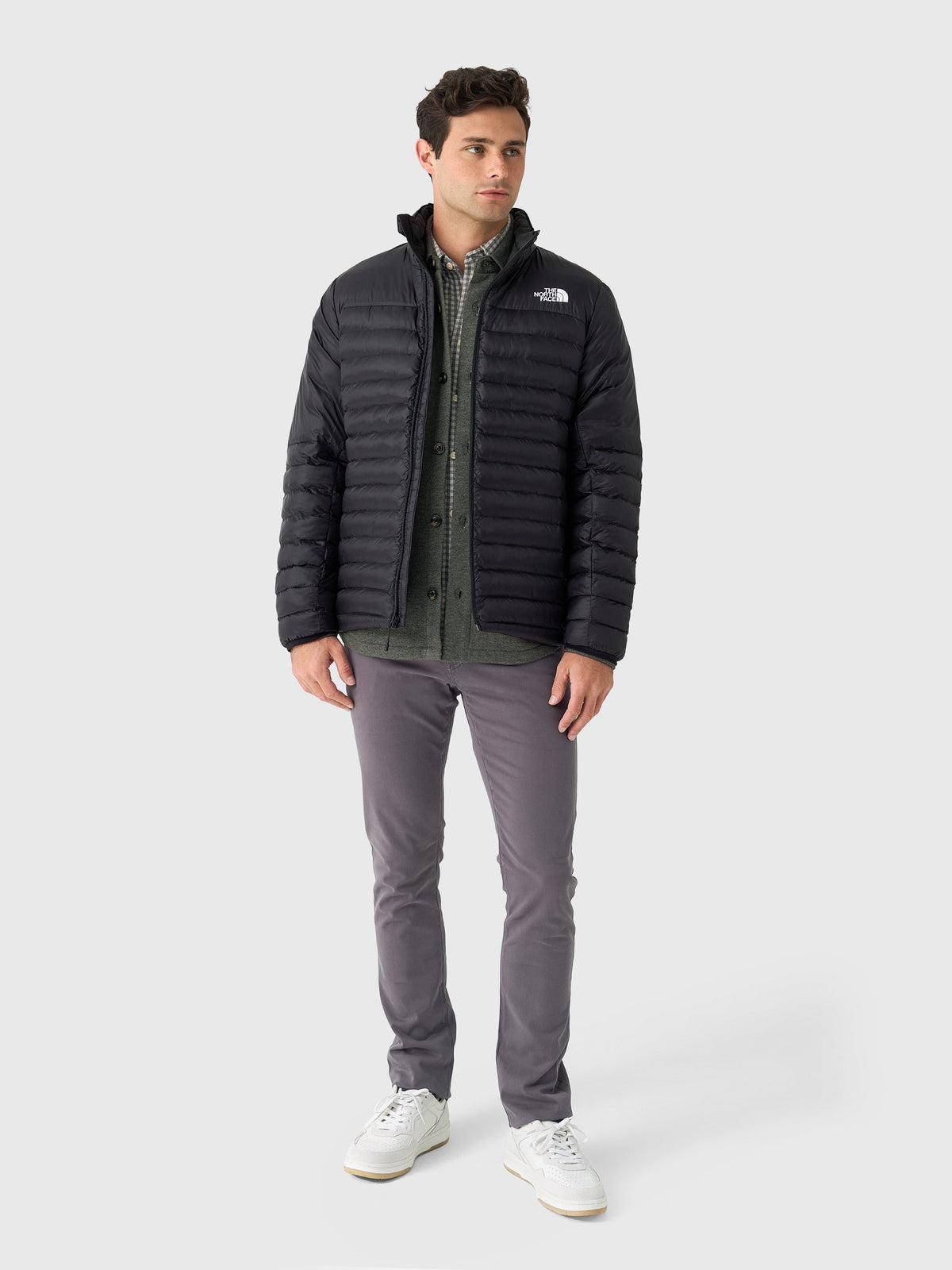 The North Face Black Narrow-Quilt Stand-Collar Puffer Jacket