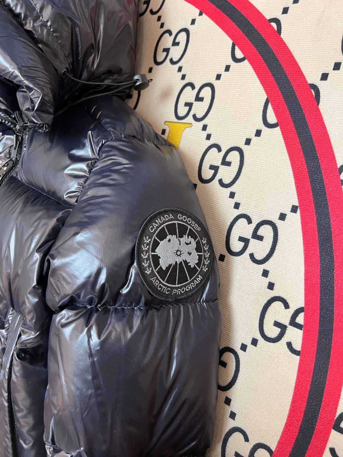 Canada Goose Black Glossy Quilted Hooded Puffer Jacket