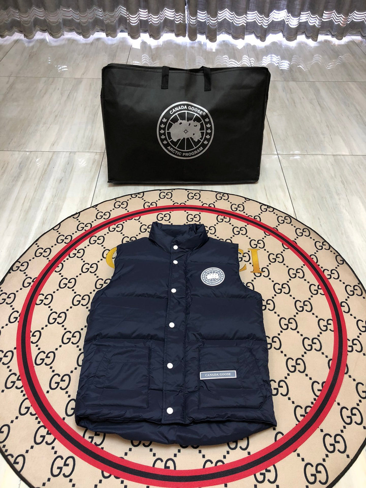 Canada Goose Navy Blue Quilted Stand-Collar Puffer Vest