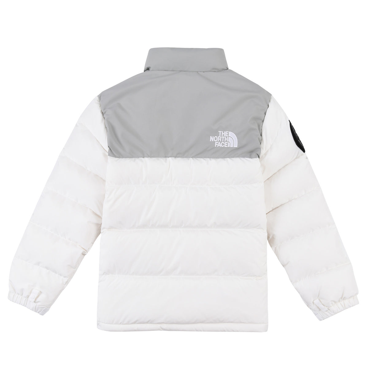 The North Face White and Grey Colorblock Puffer Jacket