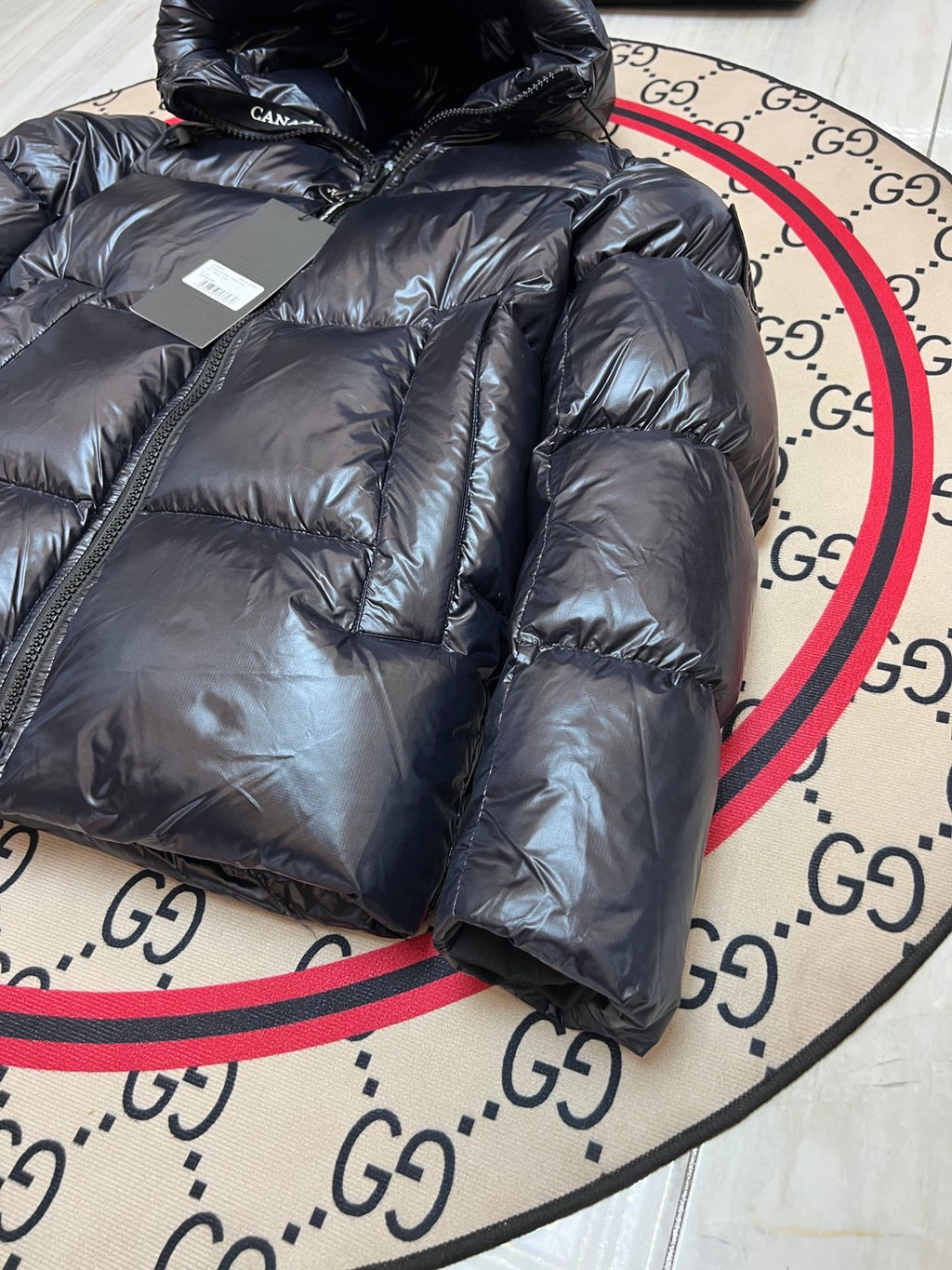 Canada Goose Black Glossy Quilted Hooded Puffer Jacket