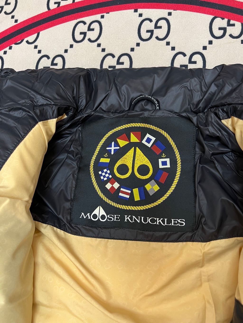 Moose Knuckles Black Glossy Stand-Collar Puffer Jacket