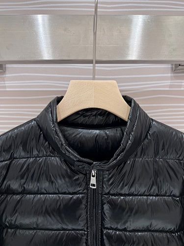 Moncler Black Glossy Quilted Stand-Collar Puffer Jacket