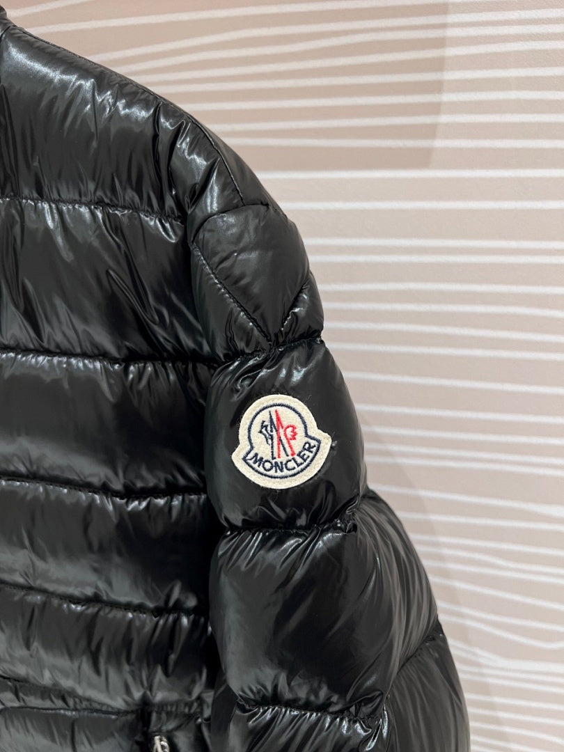 Moncler Black Glossy Quilted Stand-Collar Puffer Jacket