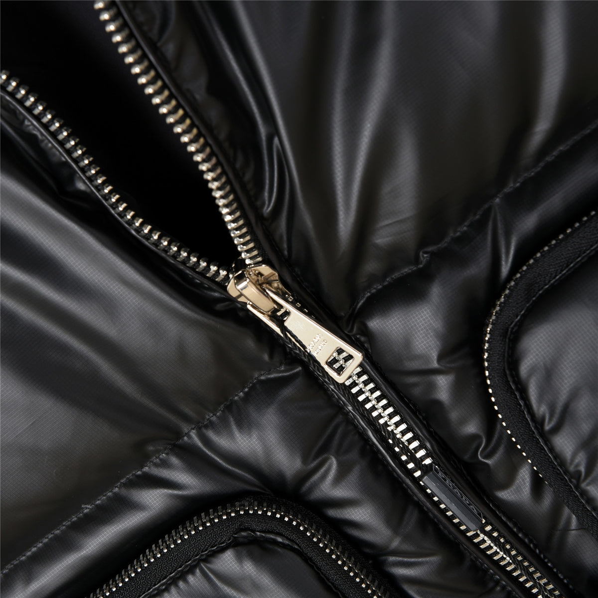 Prada Black Glossy Quilted Zip-Pocket Puffer Vest