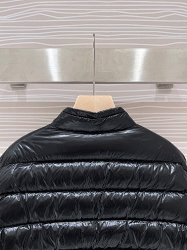 Moncler Black Glossy Quilted Stand-Collar Puffer Jacket