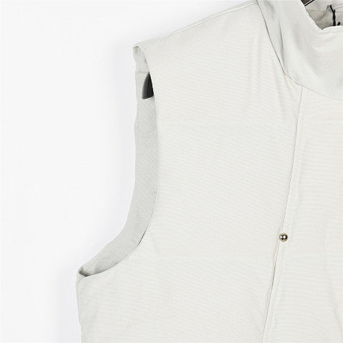 Moose Knuckles White Quilted Studded Stand-Collar Puffer Vest