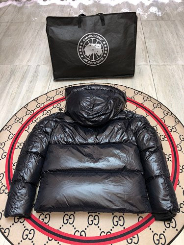 Canada Goose Black Glossy Quilted Hooded Puffer Jacket