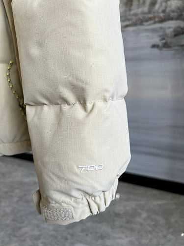 The North Face Ivory and Brown Colorblock Puffer Jacket