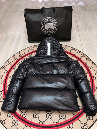 Canada Goose Black Glossy Quilted Hooded Puffer Jacket