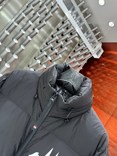 Moncler Charcoal Grey Graphic-Back Stand-Collar Puffer Jacket