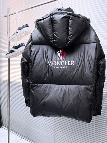 Moncler Black Logo-Back Quilted Hooded Puffer Jacket