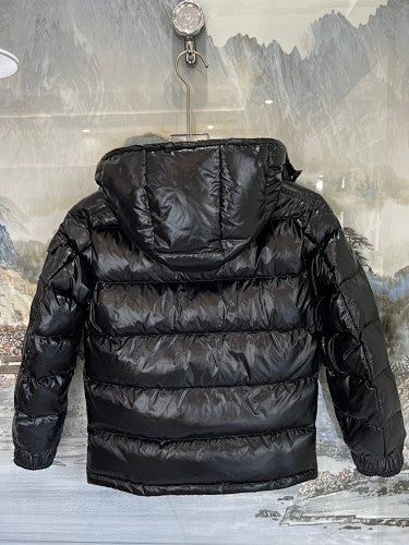 Moncler Black Glossy Quilted Hooded Puffer Jacket