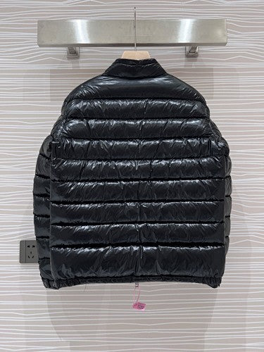 Moncler Black Glossy Quilted Stand-Collar Puffer Jacket