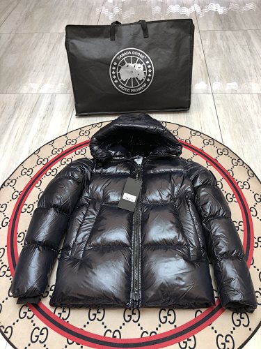 Canada Goose Black Glossy Quilted Hooded Puffer Jacket