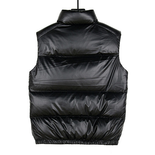 Prada Black Glossy Quilted Zip-Pocket Puffer Vest