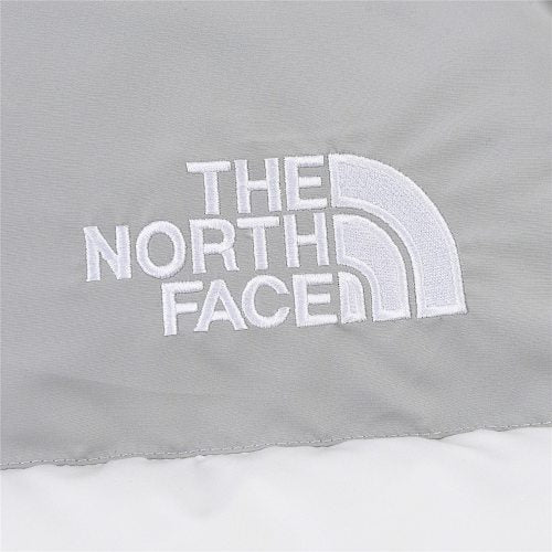 The North Face White and Grey Colorblock Puffer Jacket