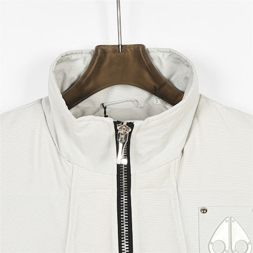 Moose Knuckles White Quilted Studded Stand-Collar Puffer Vest