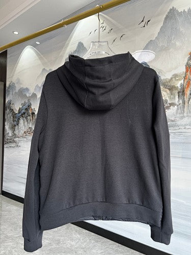 Moncler Black and White Striped Quilted-Front Hooded Jacket