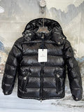 Moncler Black Glossy Quilted Hooded Puffer Jacket
