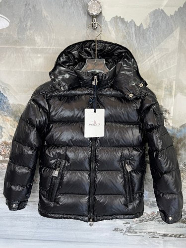 Moncler Black Glossy Quilted Hooded Puffer Jacket