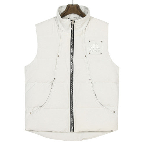 Moose Knuckles White Quilted Studded Stand-Collar Puffer Vest