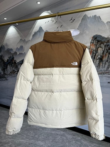 The North Face Ivory and Brown Colorblock Puffer Jacket