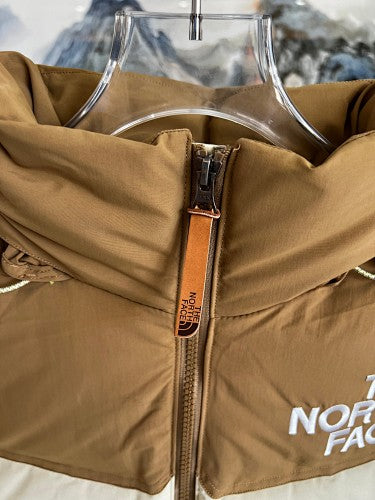 The North Face Ivory and Brown Colorblock Puffer Jacket