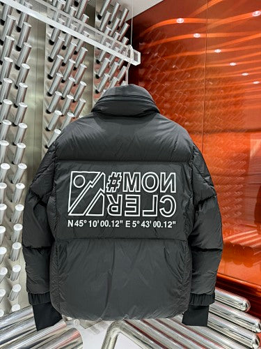 Moncler Charcoal Grey Graphic-Back Stand-Collar Puffer Jacket