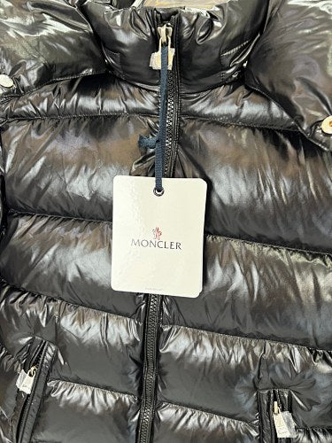 Moncler Black Glossy Quilted Hooded Puffer Jacket
