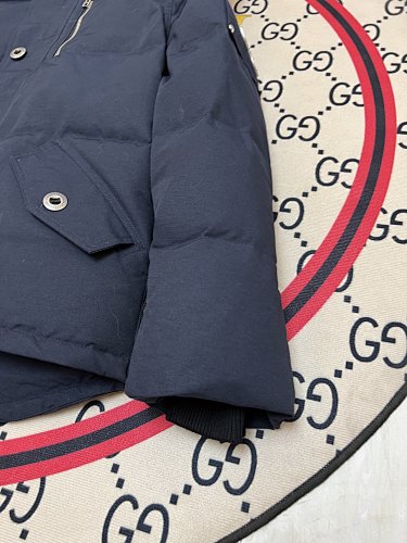 Moose Knuckles Navy Blue Quilted Hooded Parka Jacket