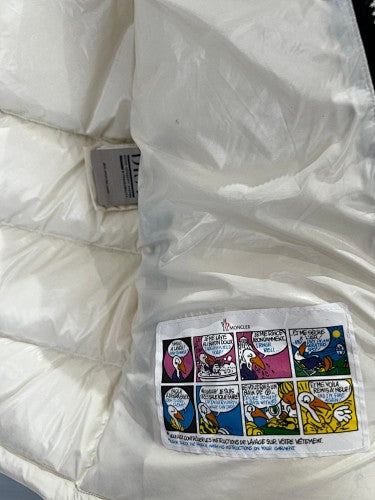 Moncler Ivory White Glossy Quilted Hooded Puffer Jacket