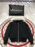 Moose Knuckles Black Hooded Bomber Jacket
