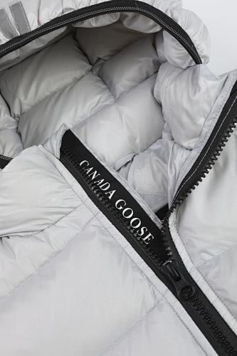 Canada Goose Silver Grey Stripe-Detail Hooded Puffer Jacket