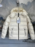 Moncler Ivory White Glossy Quilted Hooded Puffer Jacket