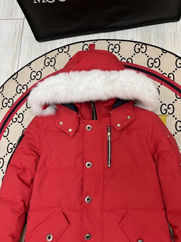 Moose Knuckles Red Quilted Hooded Parka Jacket