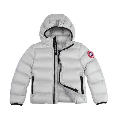 Canada Goose Silver Grey Stripe-Detail Hooded Puffer Jacket
