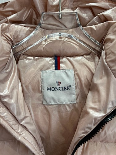 Moncler Rose Gold Glossy Quilted Hooded Puffer Jacket
