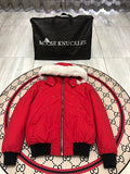 Moose Knuckles Red Hooded Bomber Jacket