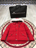 Moose Knuckles Red Quilted Hooded Parka Jacket