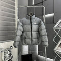 The North Face Grey Wide-Quilt Stand-Collar Puffer Jacket