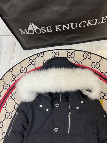 Moose Knuckles Black Quilted Hooded Parka Jacket
