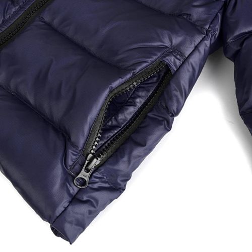 Canada Goose Navy Blue Stripe-Detail Hooded Puffer Jacket
