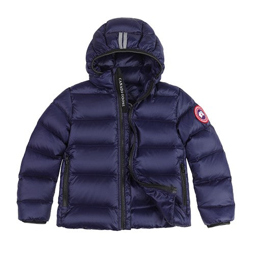 Canada Goose Navy Blue Stripe-Detail Hooded Puffer Jacket