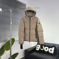 Moncler Sand Beige Graphic-Detail Quilted Hooded Puffer Jacket