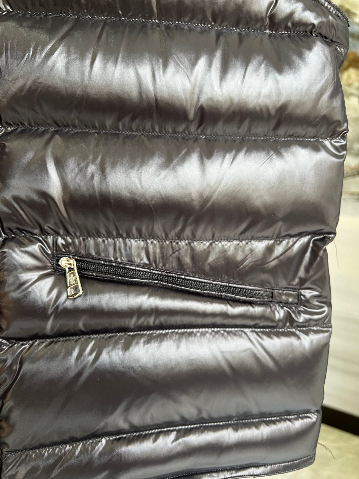 Moncler Black Glossy Quilted Stand-Collar Puffer Vest
