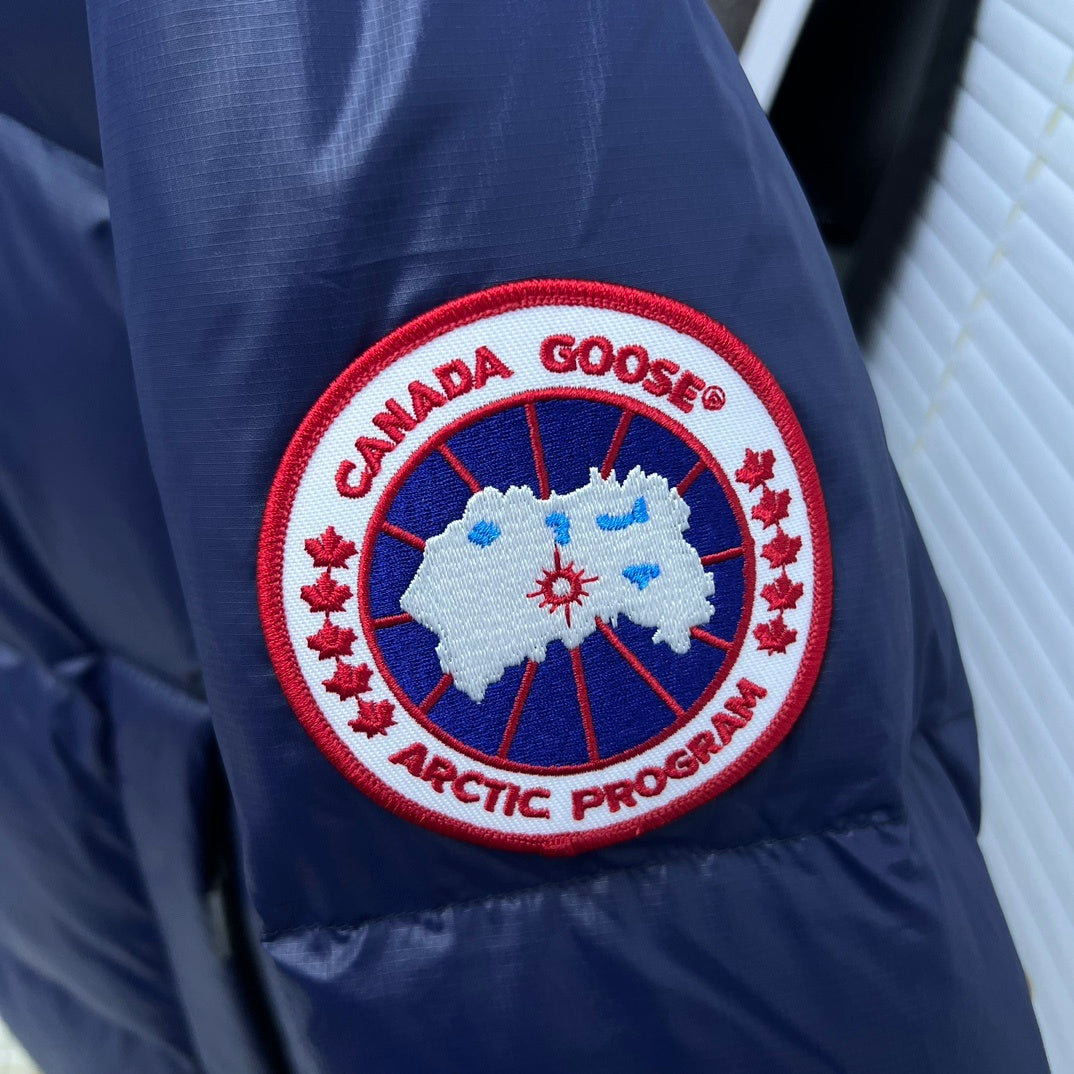 Canada Goose Navy Blue Glossy Quilted Hooded Puffer Jacket