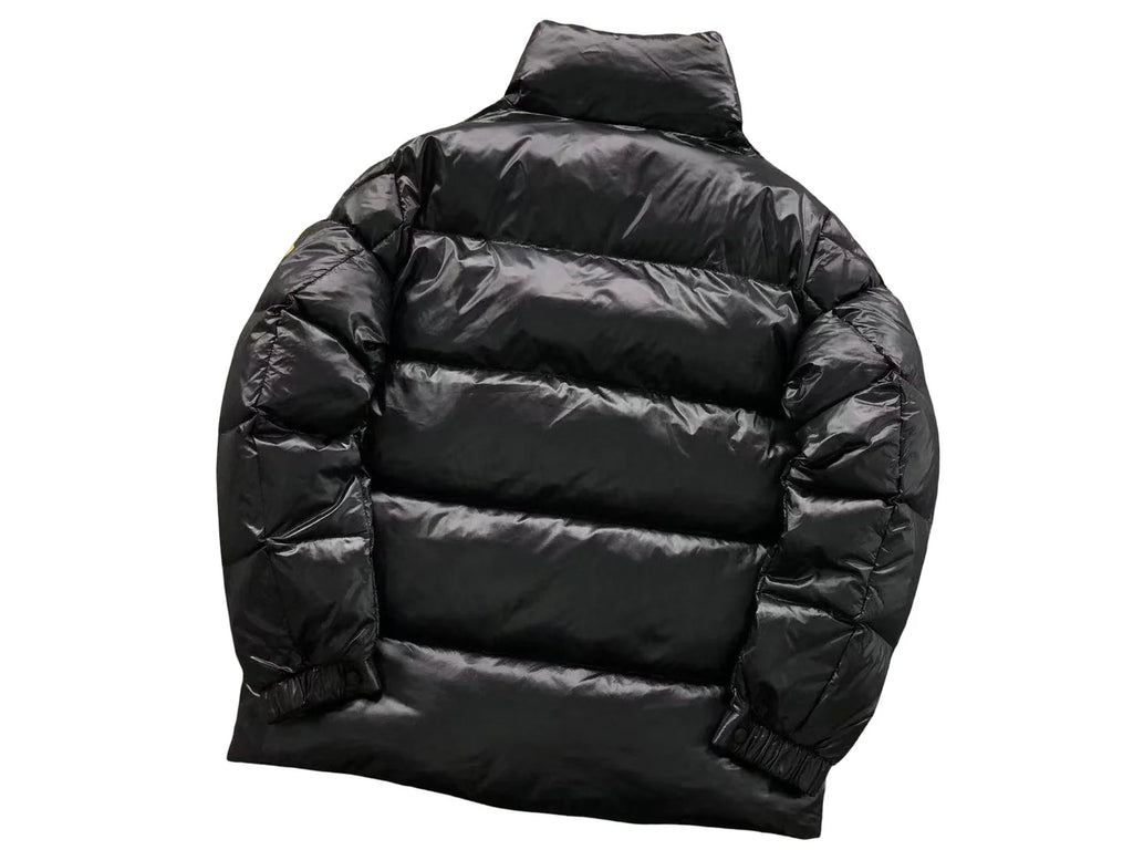 Moncler Black Glossy Quilted Stand-Collar Puffer Jacket