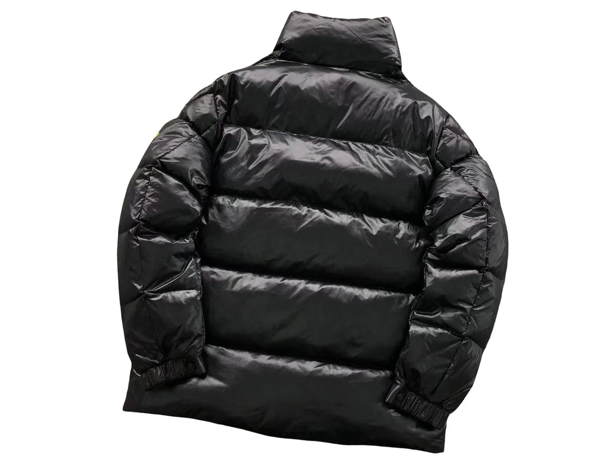 Moncler Black Glossy Quilted Stand-Collar Puffer Jacket