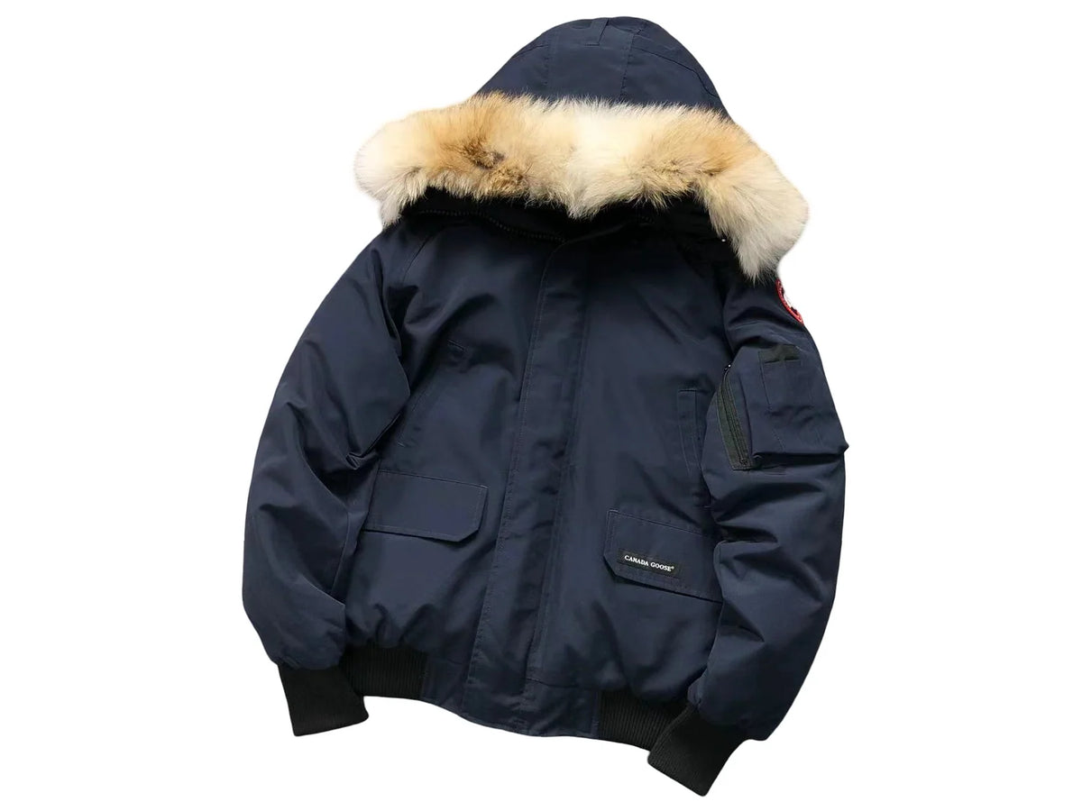 Canada Goose Navy Blue Hooded Bomber Jacket